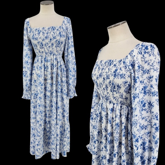 Dresses & Skirts - Coquette Milkmaid Dress Maxi Cottage French Floral Tiered Dainty Romantic Medium